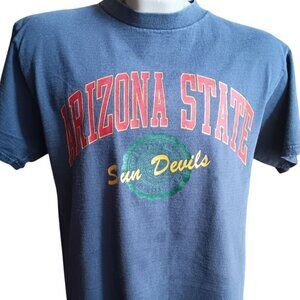 Large Vtg T-shirt Arizona State Sun Devils Vintage Tultex Cotton Blue 1990's Mex
